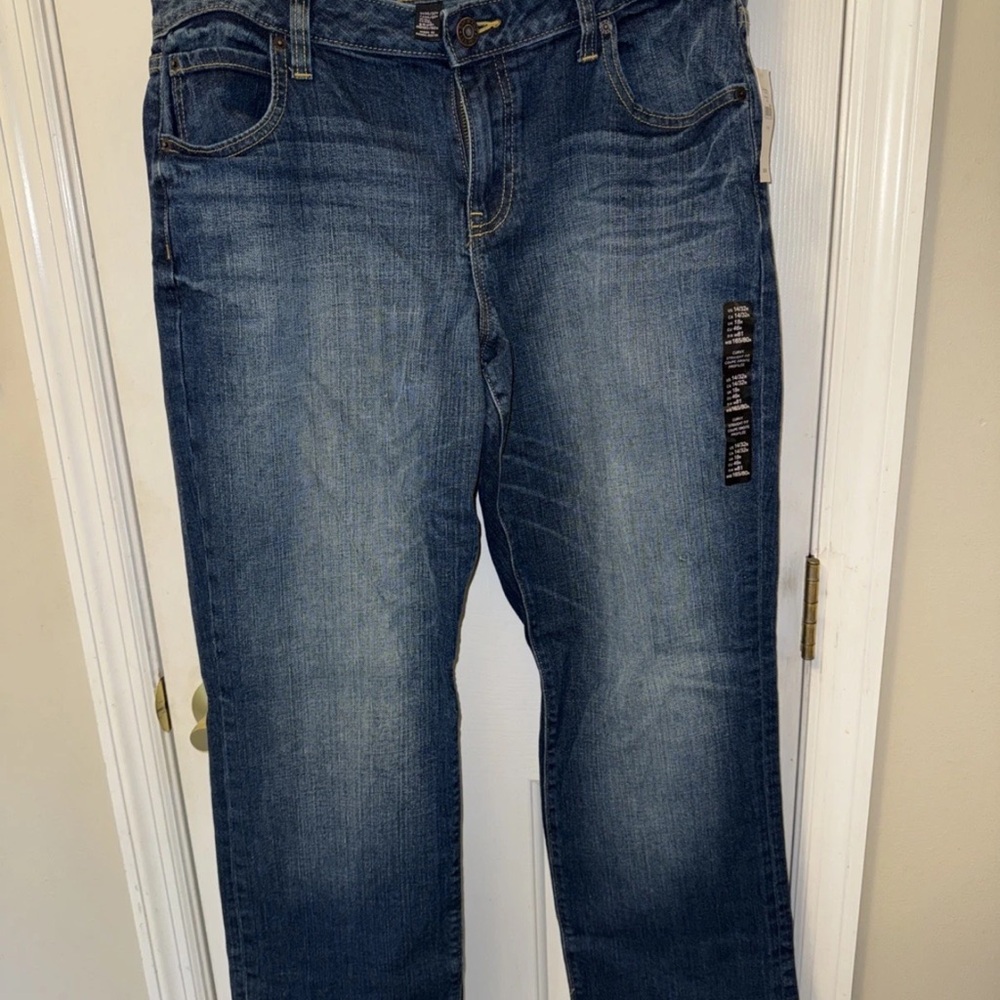 Gap Jeans Womens 14 Curvy Straight Fit Blue True Blue Fall 14 Denim Stretch NWT